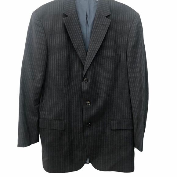 HUGO BOSS Jacket, Gray with Pinstripes, 44L - Picture 1 of 7